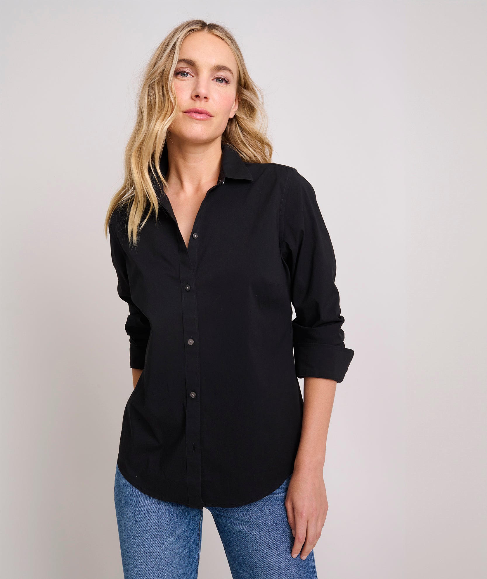 Wrinkle Free Stretch Cotton Bella Shirt Black UNTUCKit