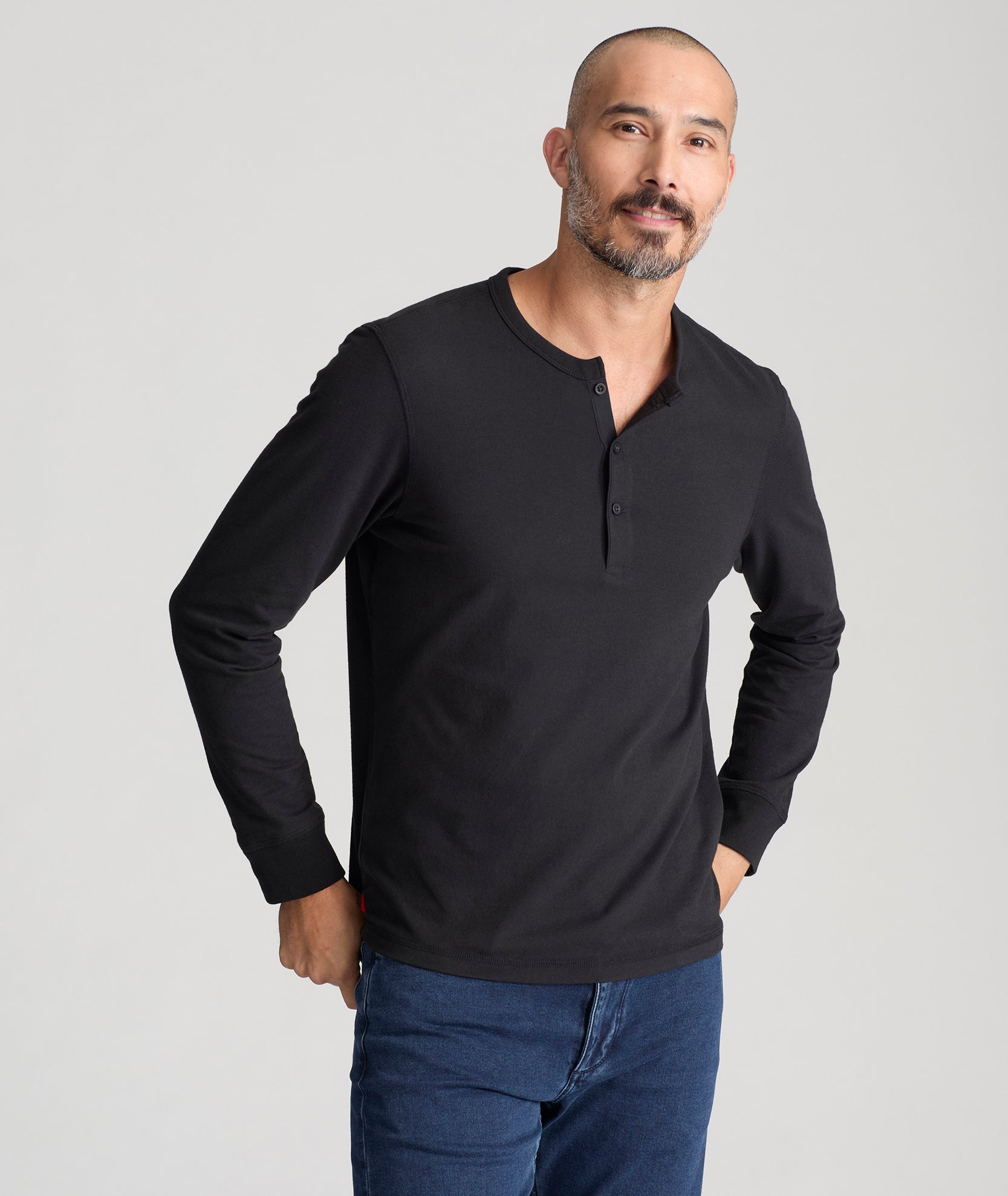 Ultrasoft Long Sleeve Henley Black UNTUCKit