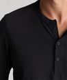 Model wearing a Black Ultrasoft Long-Sleeve Henley