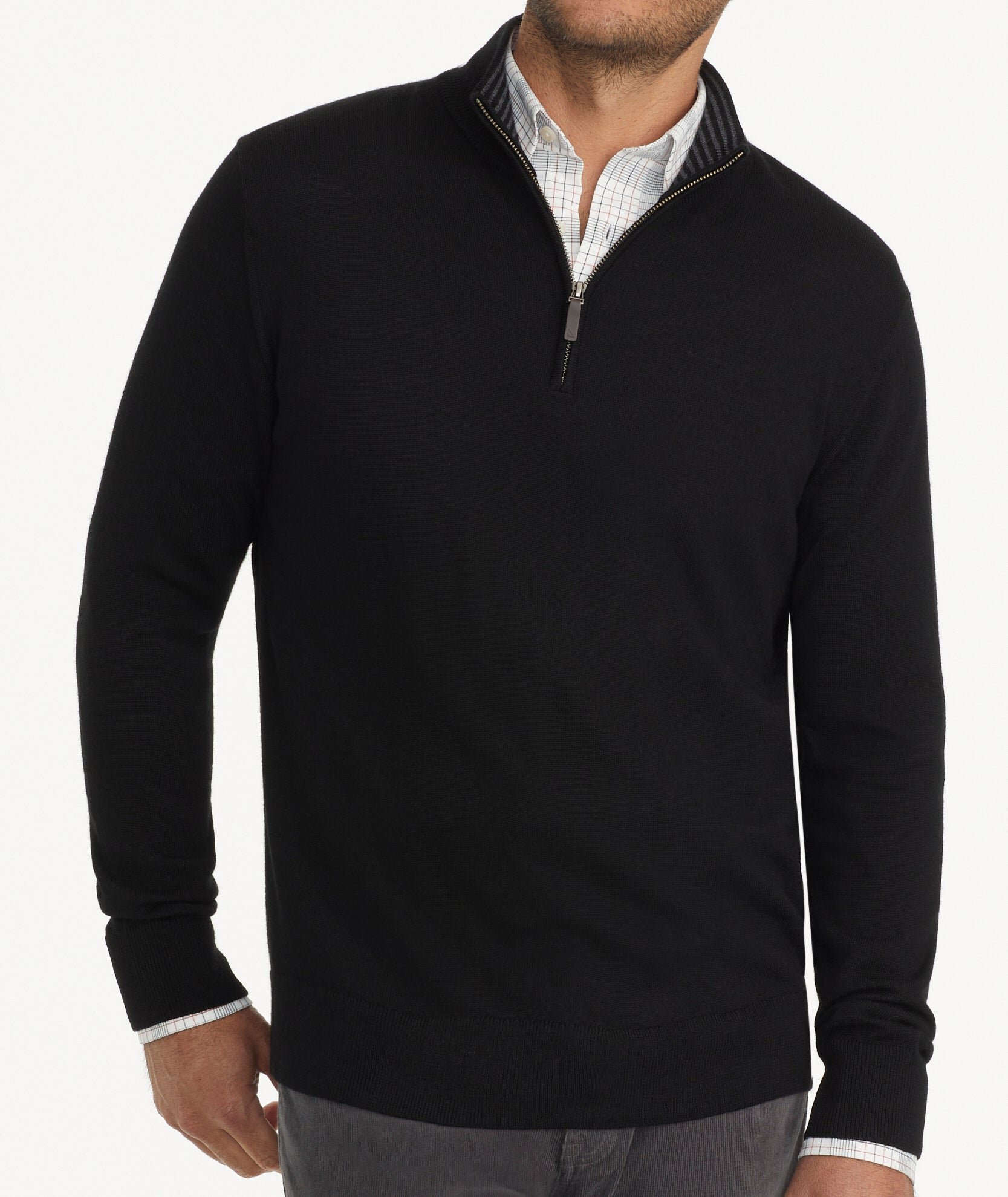 NWT Private Label Men's Quarter Zip Merino Wool Sweater 100158358MN S Black  - Sweaters