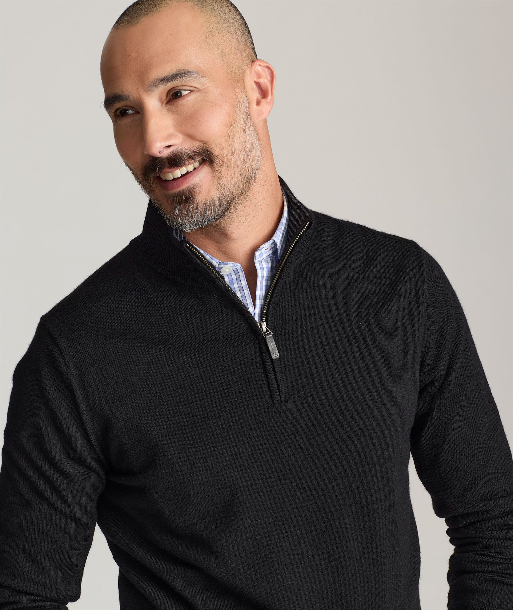 Merino Wool Quarter Zip Sweater Black UNTUCKit