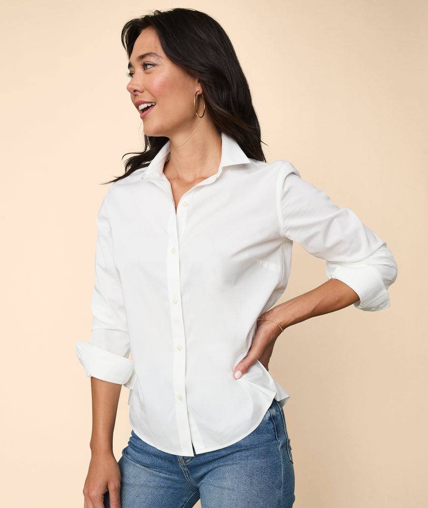 Wrinkle-Free Stretch Cotton Bella Shirt White | UNTUCKit