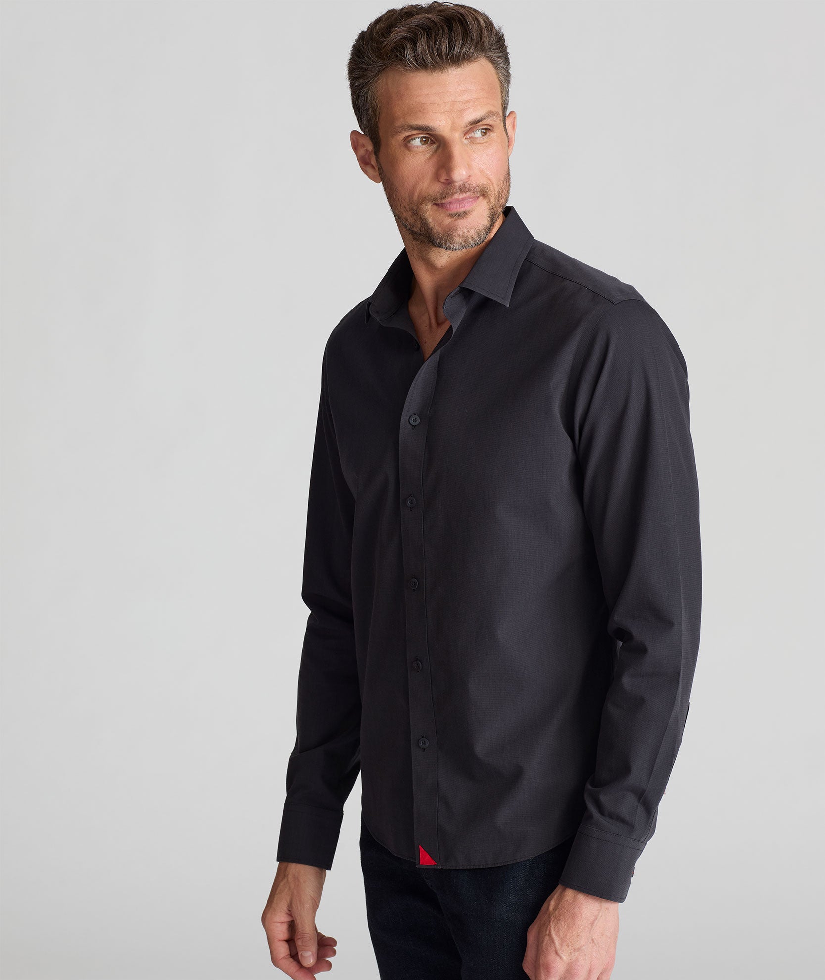 Wrinkle Free Black Stone Shirt Black with Red Sail UNTUCKit