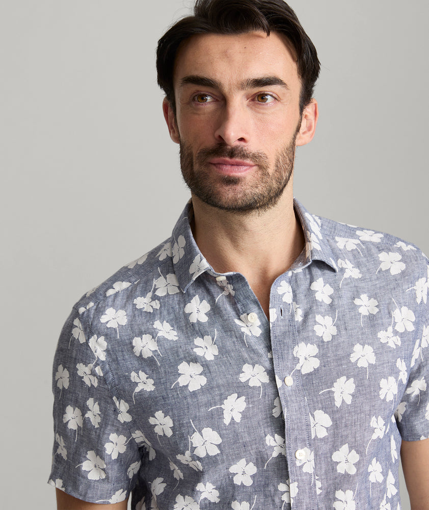 Linen Printed Short-Sleeve Bonner Shirt