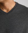 Model wearing a Charcoal Ultrasoft V-Neck Tee.