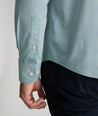 Model is wearing UNTUCKit Wrinkle-Free Cadetto Shirt in Light Green.