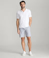 Model wearing UNTUCKit Mid Grey Traveler Shorts.