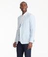 Model is wearing UNtUCKit crawford sport coat in light blue.