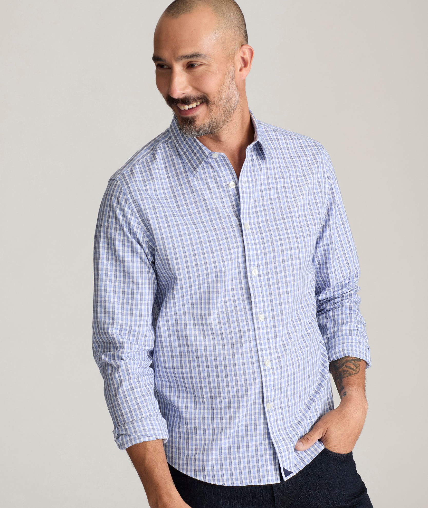 Wrinkle-Free Durif Shirt Blue Navy & White Check | UNTUCKit