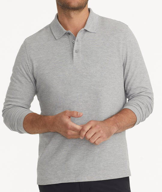  Three Sixty Six Men's Untucked Casual Long Sleeve Polo -  Collared Untuck Shirt with Two Button Placket and Stretch Fabric :  Clothing, Shoes & Jewelry