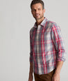 Model is wearing UNTUCKit ESTEPHE shirt in SUMMER PLAID.