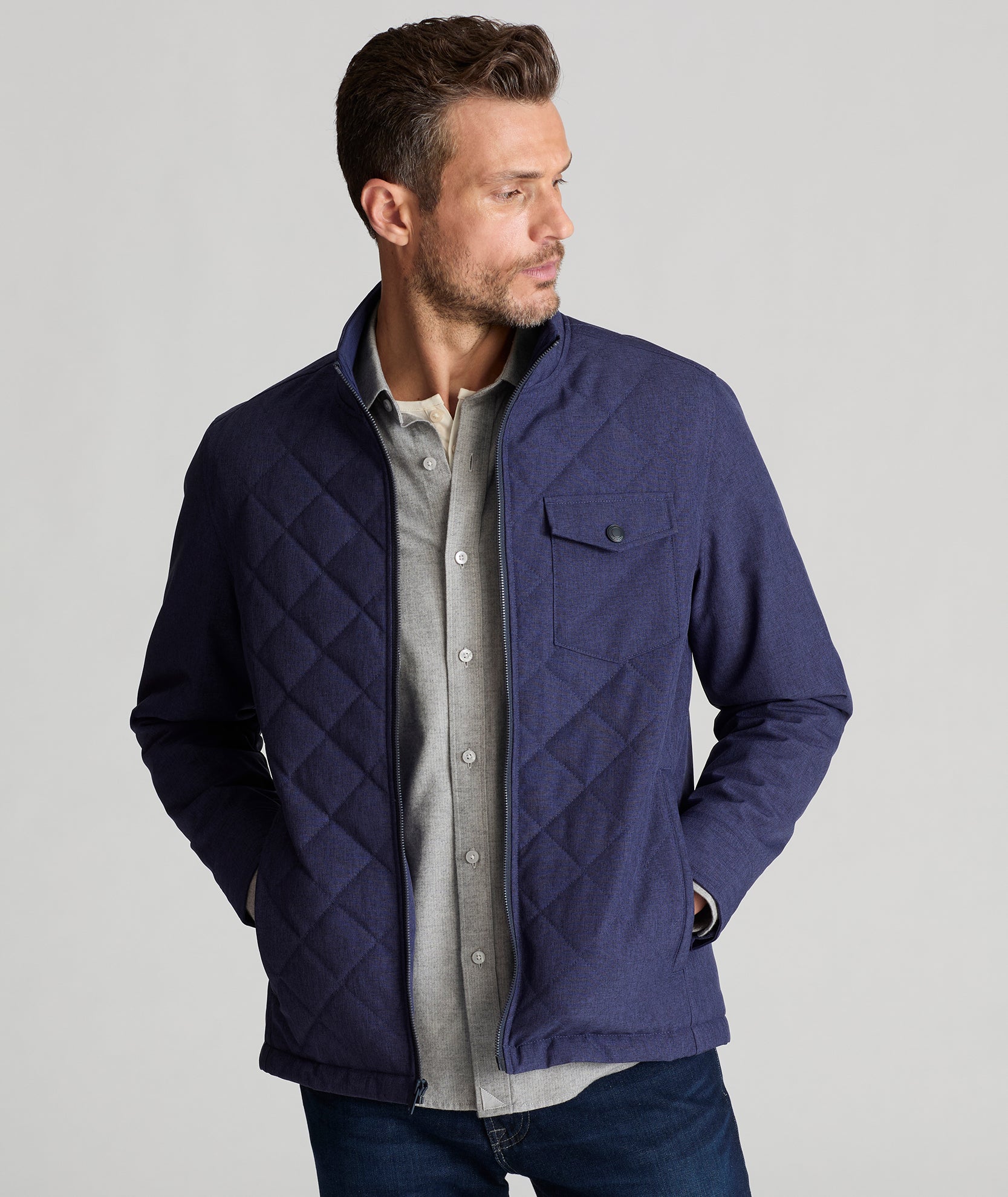 Navy blue quilted jacket hotsell