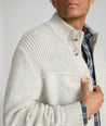 Model is wearing UNTUCKit Wool Blend Chunky Cardigan in Gray.