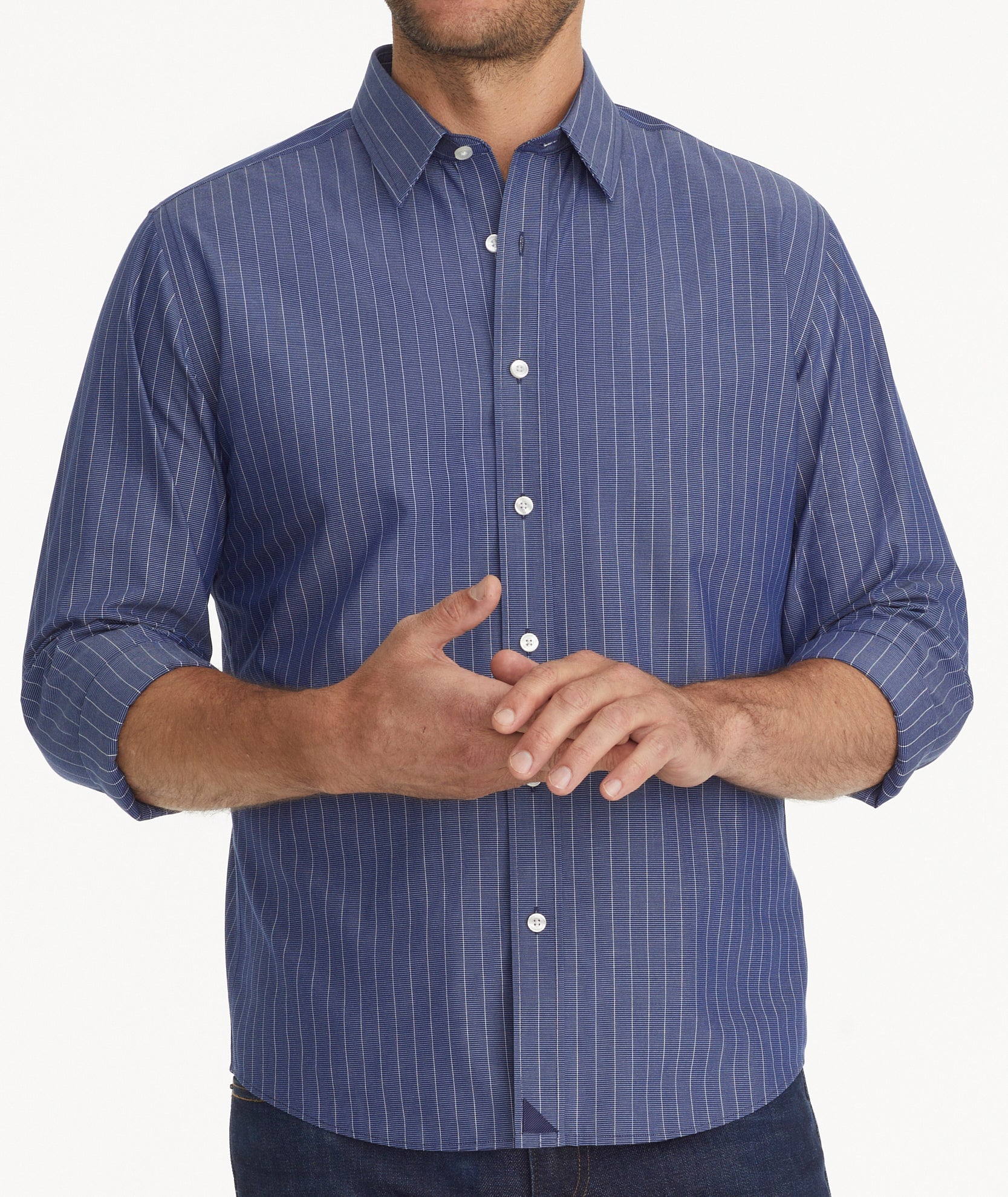 Wrinkle-Free Gifford Shirt | and White UNTUCKit Blue Stripe
