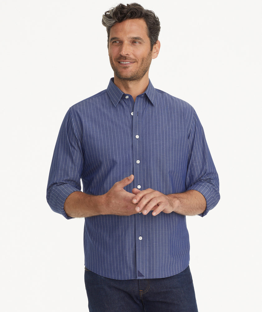 Wrinkle-Free Gifford Shirt UNTUCKit Stripe White | Blue and