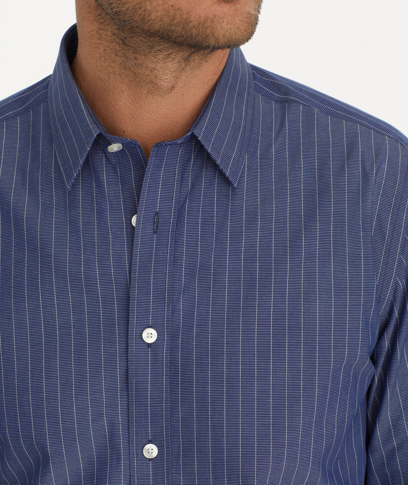 Wrinkle-Free Gifford UNTUCKit | White Shirt Blue and Stripe