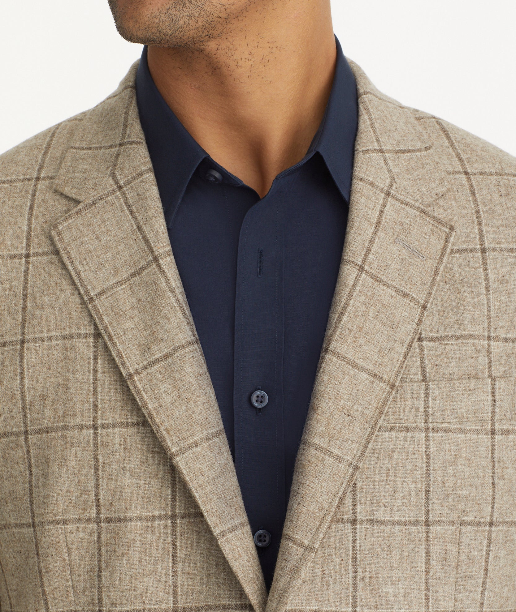 Wool-Cashmere Graydy Sport Coat Tan Windowpane Check | UNTUCKit