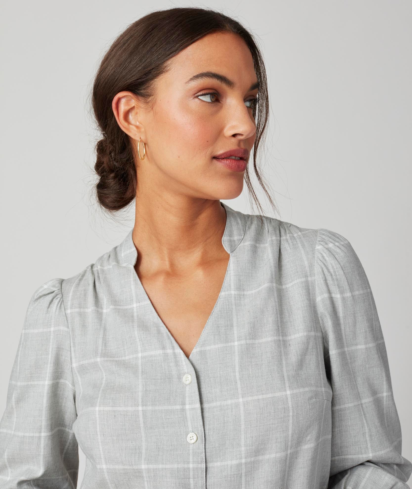 Women's banded hotsell collar dress shirt