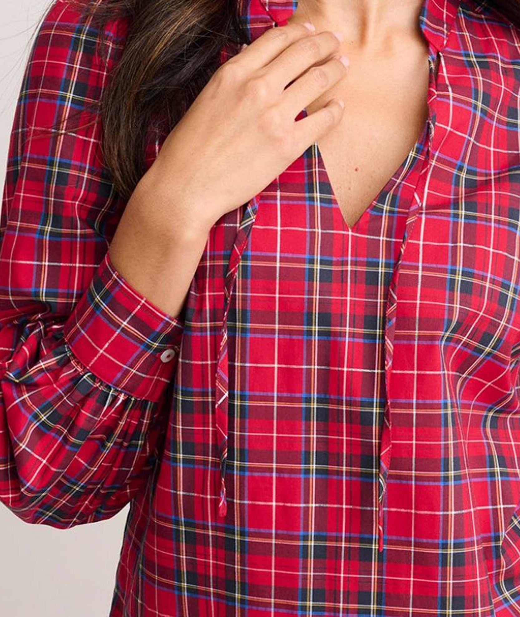 The good Great. Plaid Button Down Blouse Top Red Size 1 (Small)