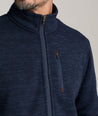 Model is wearing UNTUCKit Kezoh sweatshirt in Navy. 