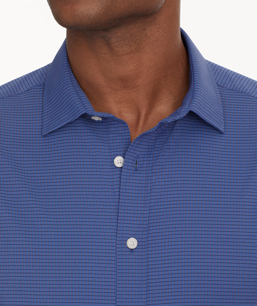 Wrinkle-Free Performance Langhorne Shirt Blue Grounded Check | UNTUCKit