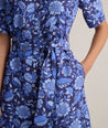 Short Sleeve Linen Blend Floral Print Lena Shirtdress 