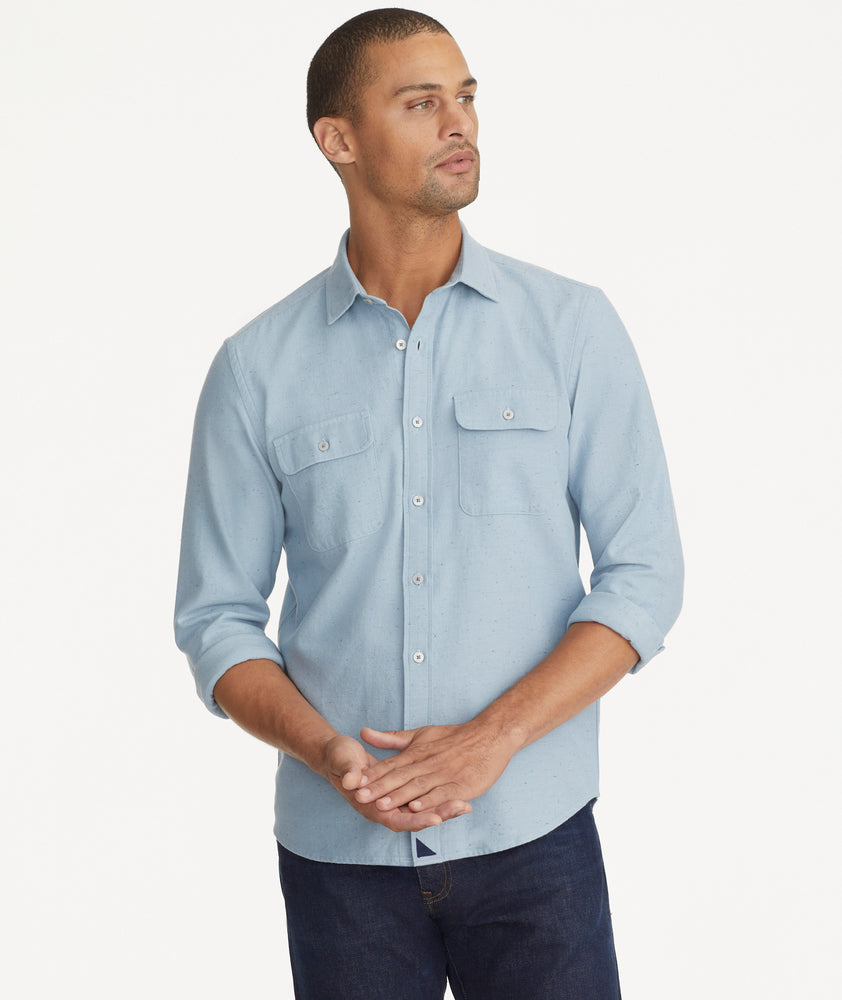 Men's Tall Chambray Button-Down Shirt in Medium Chambray