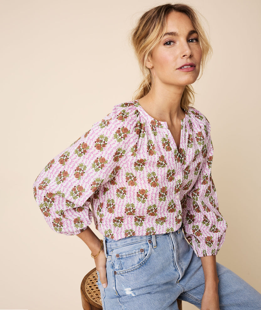 Cotton Marcella Shirt Multi Block Print | UNTUCKit