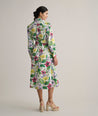 Model is wearing UNTUCKit Long Sleeve Cotton Stretch Floral Print Mariah Shirtdress .