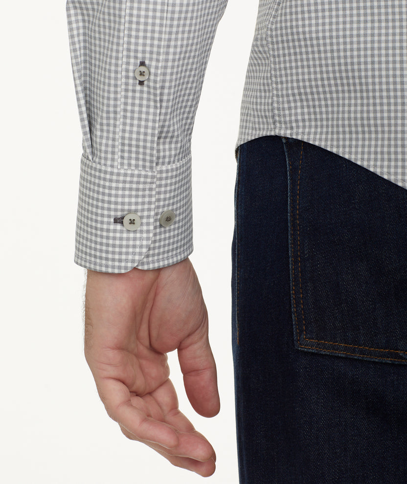 Wrinkle-Free Performance Maury Shirt White & Gray Gingham | UNTUCKit