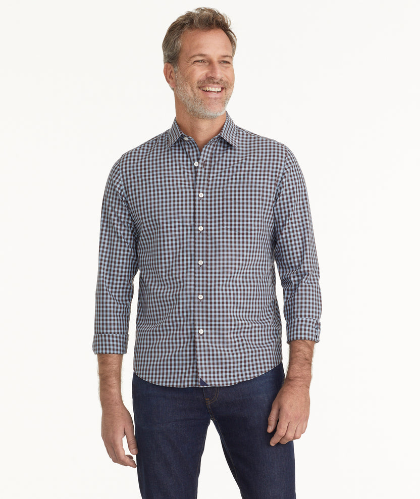 Wrinkle-Free Mclaren Shirt Blue Grounded Brown Gingham | UNTUCKit