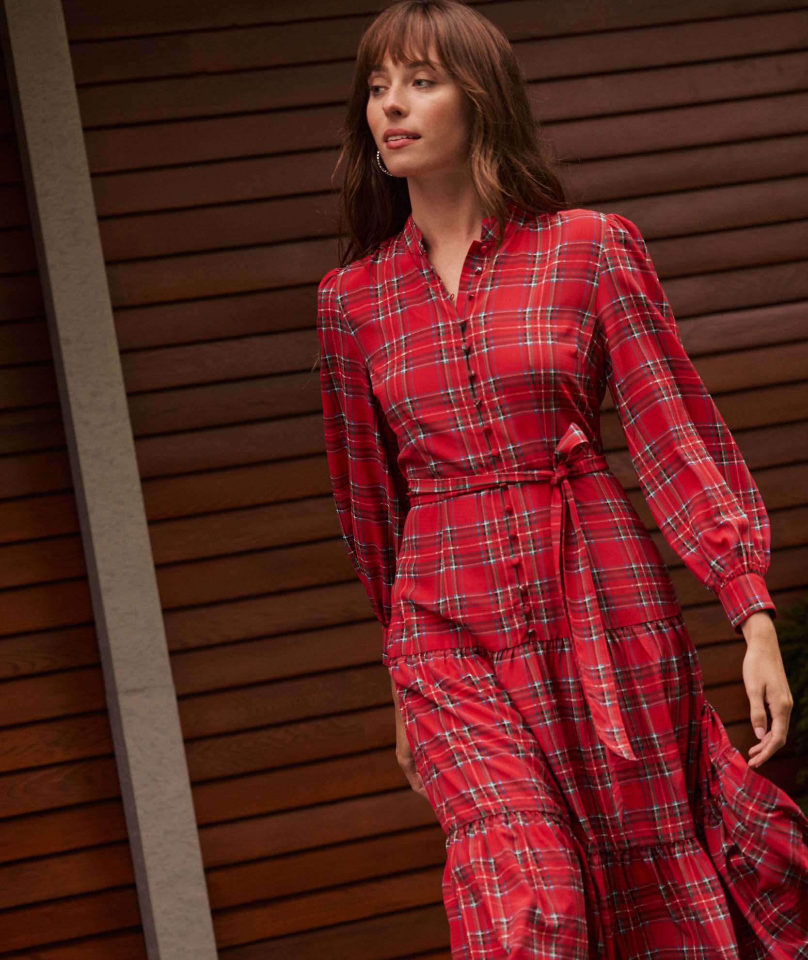 Untuckit Tartan Plaid Crepe Meredith Dress