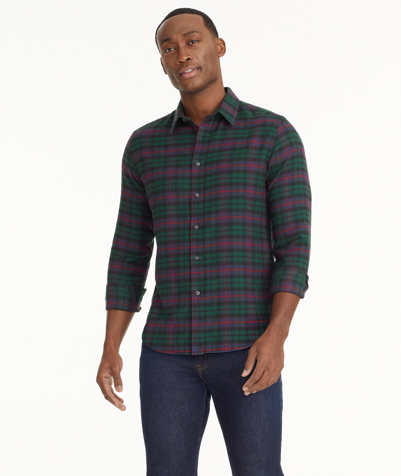 Flannel Moncayo Shirt Green & Navy Plaid | UNTUCKit