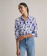 Model is wearing UNTUCKit Soft Floral Print Odette Shirt.