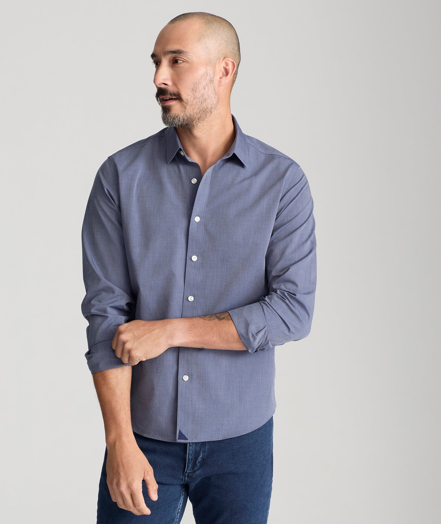 Wrinkle-free Orville Shirt Navy 