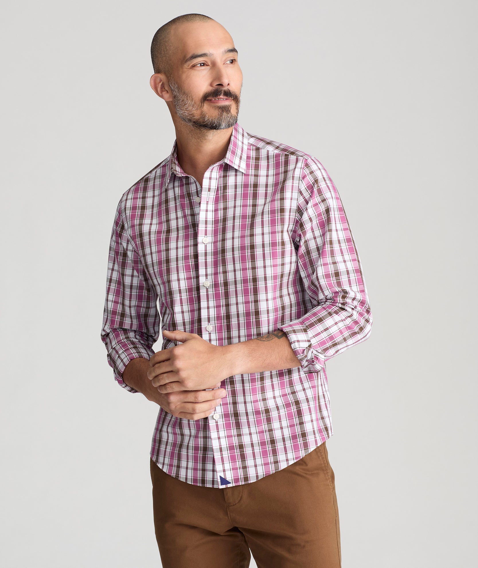 Wrinkle-Free Parrish Shirt White & Maroon Plaid | UNTUCKit