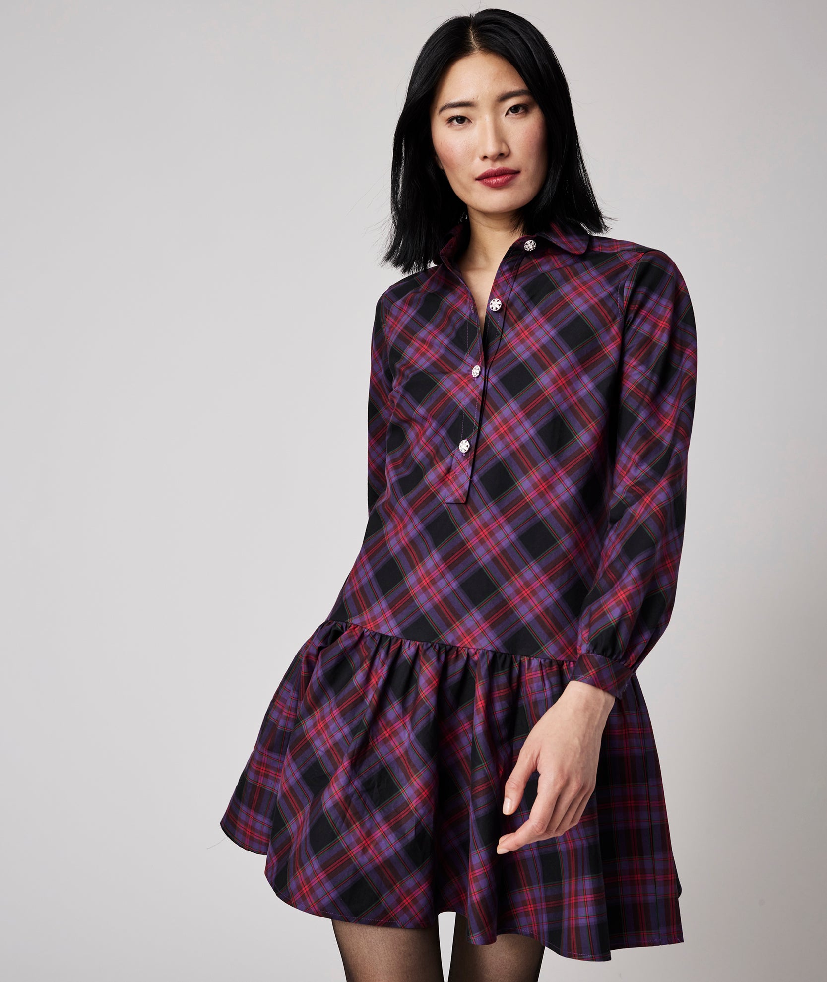 Flannel Ruffle Hem Oversized Shirt Dress | boohoo