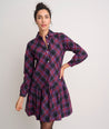 Model is wearing UNTUCKit Reese Dress in plaid. 