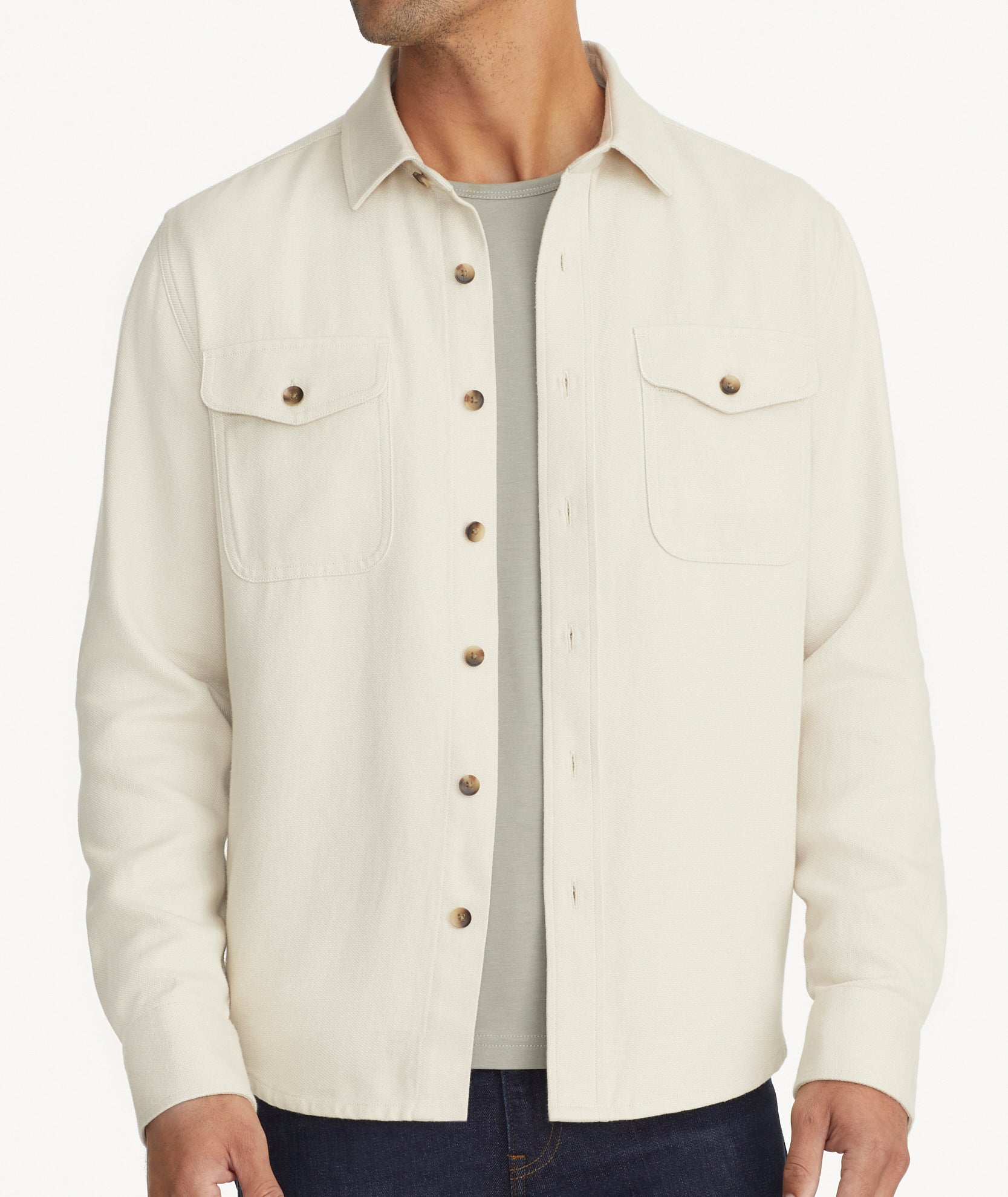 Cotton-Linen Overshirt Off-White | UNTUCKit