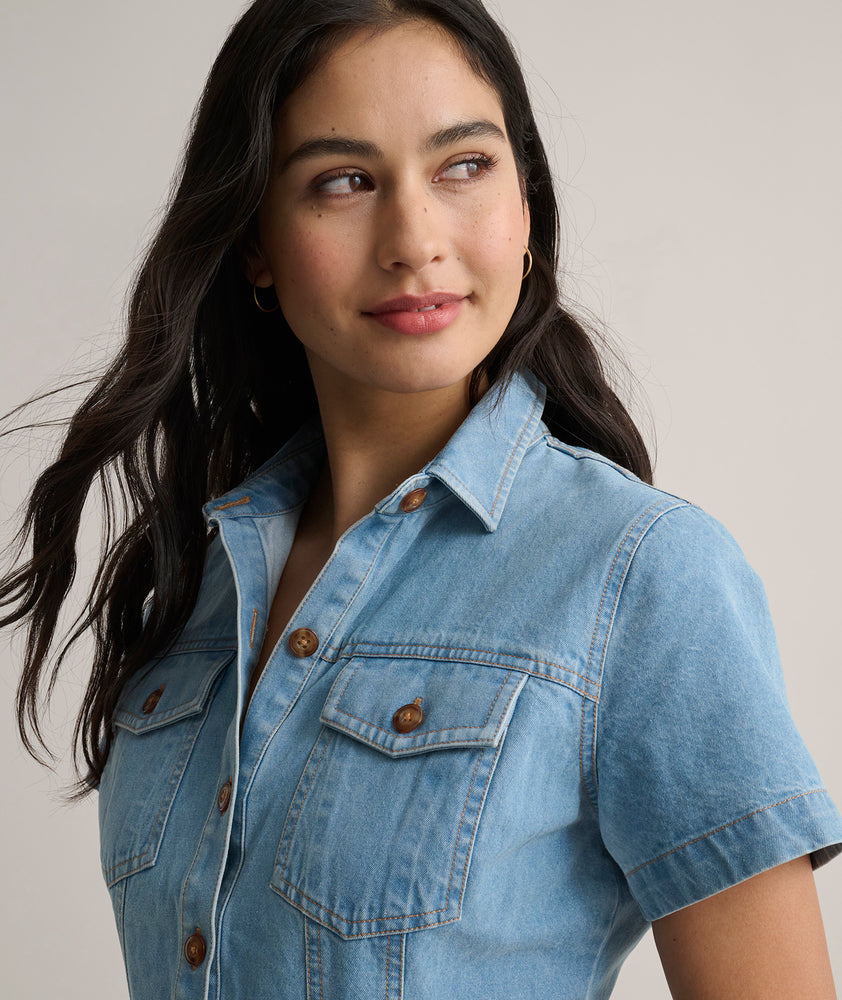 Denim Short-Sleeve Renee Shirtdress