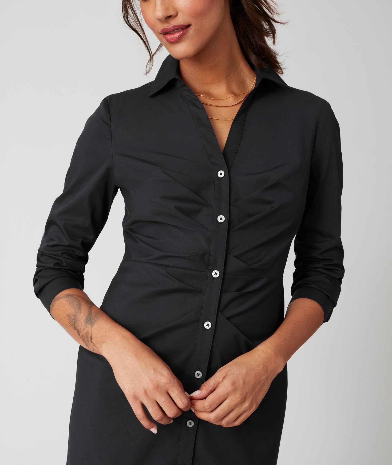 Black cotton 2024 dress shirt