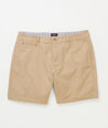 Model wearing UNTUCKit Tan 7" Chino Shorts