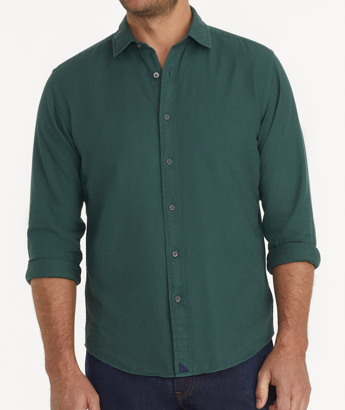 Cotton Pique Velasco Shirt Green | Garment Dyed Cotton Pique