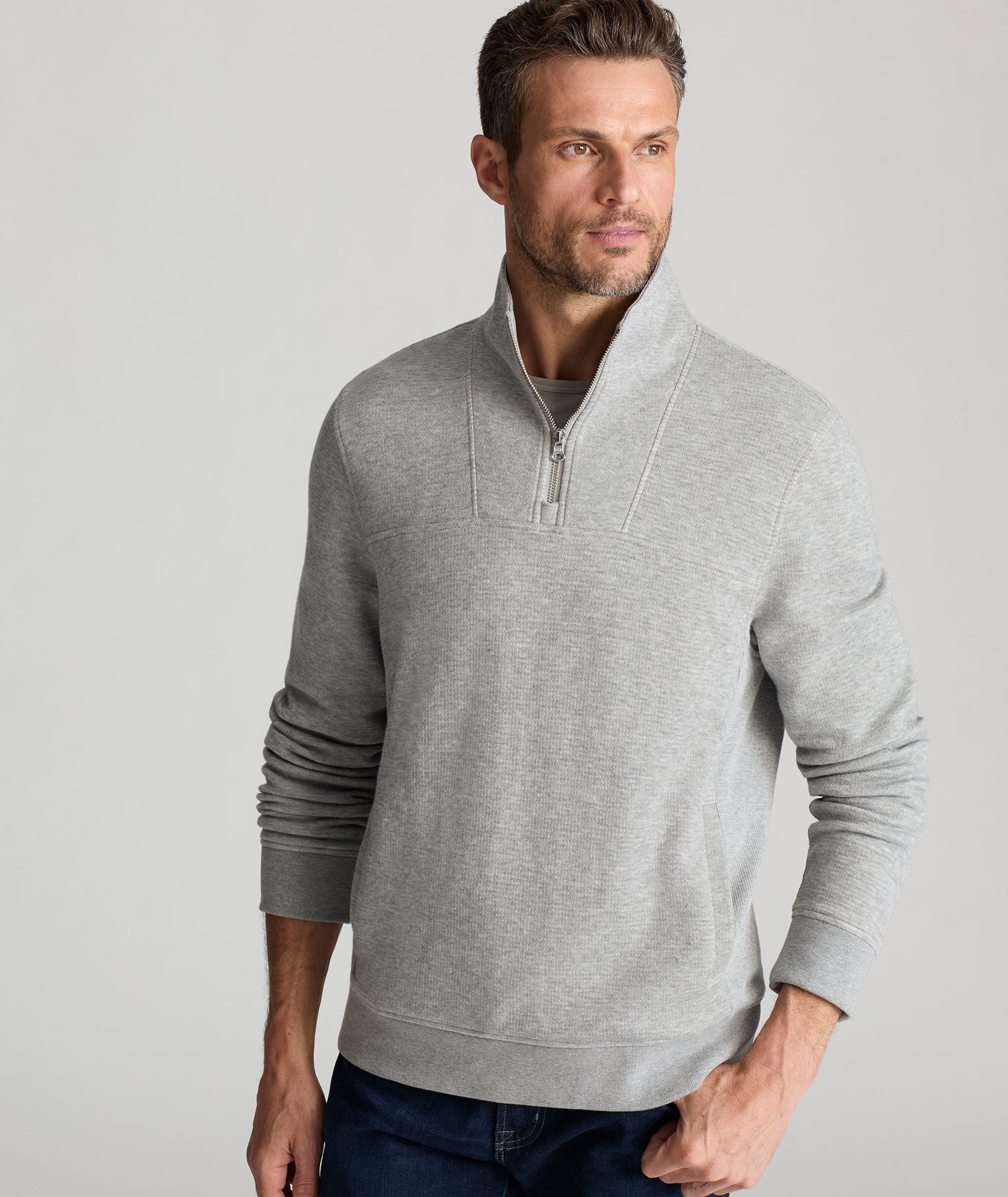 Gray quarter zip sweatshirt sale