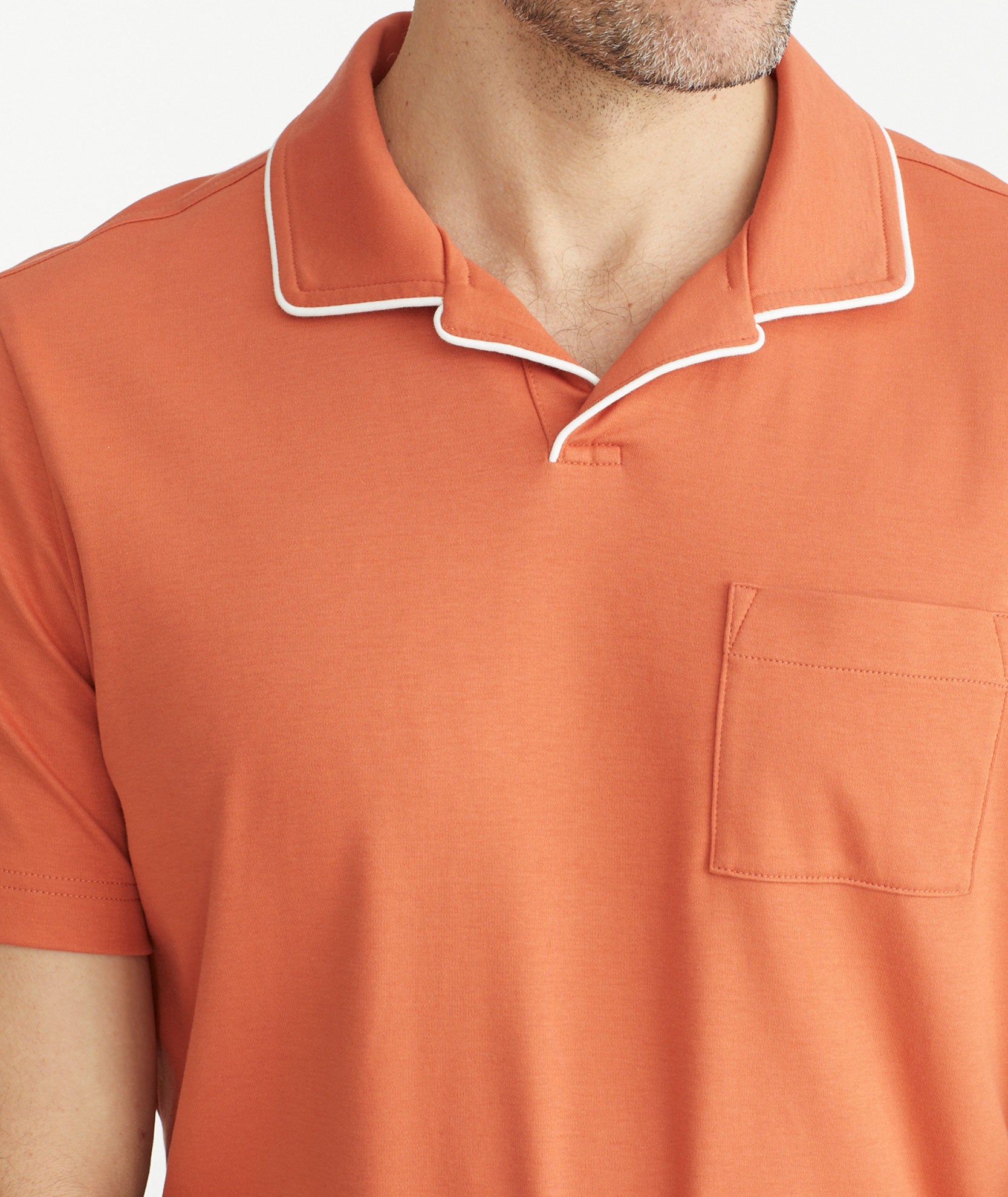 Alta Fashion Designer Mens Classic Fit Cotton Polo Shirt in Orange - Small