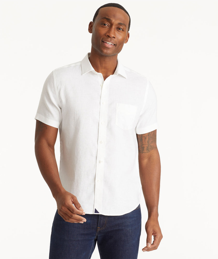 Wrinkle-Resistant Linen Short-Sleeve Cameron Shirt White | UNTUCKit