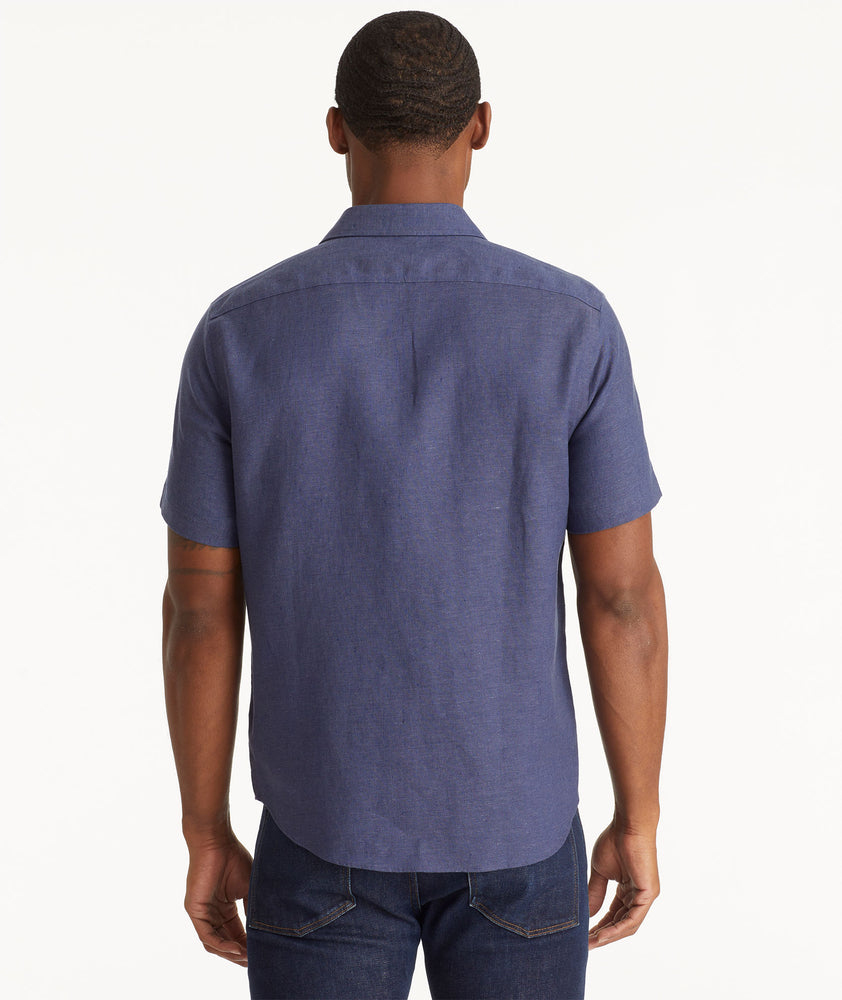 Wrinkle-Resistant Linen Short-Sleeve Cameron Shirt Navy | UNTUCKit