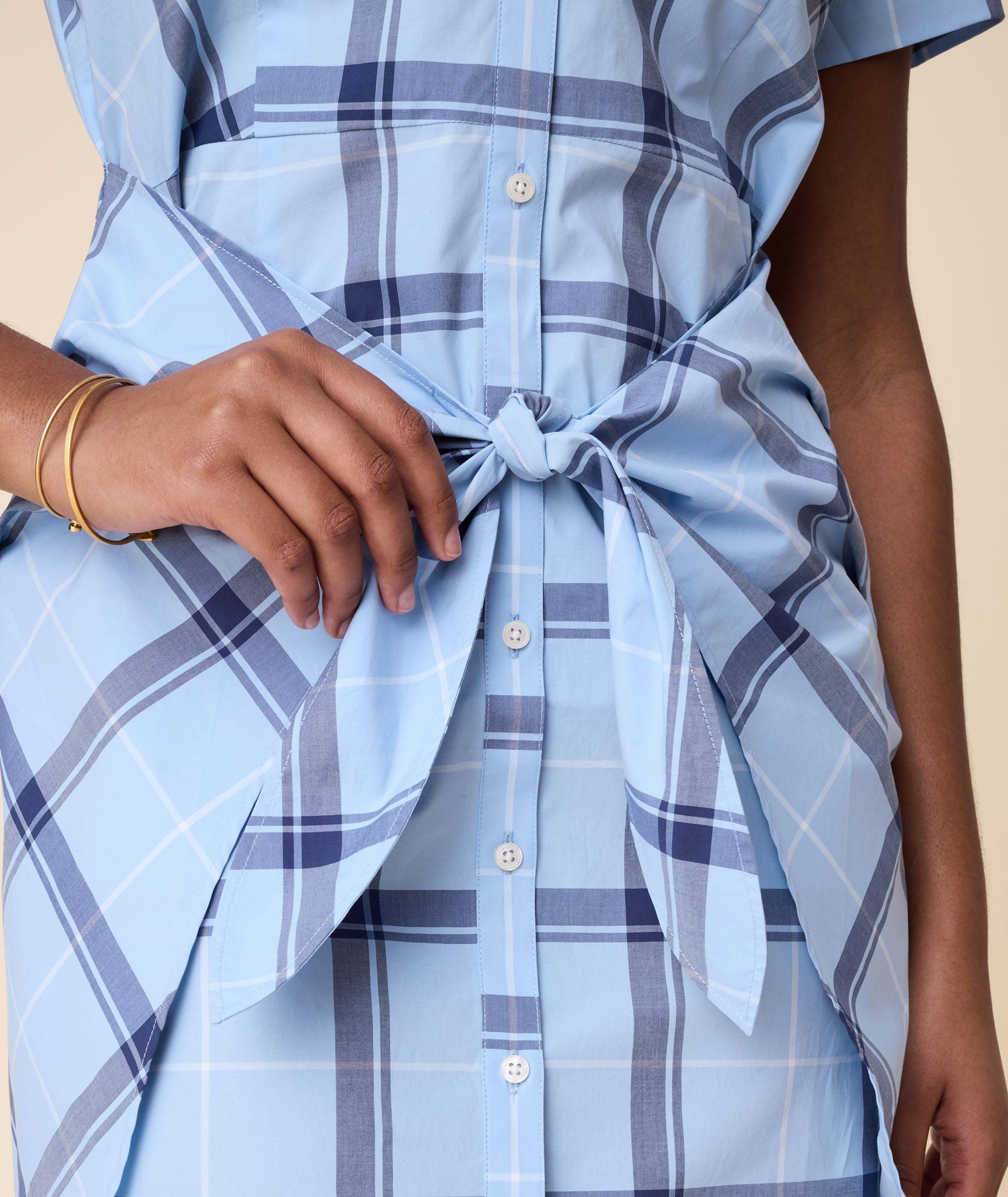 Stretch Cotton Short Sleeve Caroline Shirt Dress Blue Plaid Pattern |  UNTUCKit