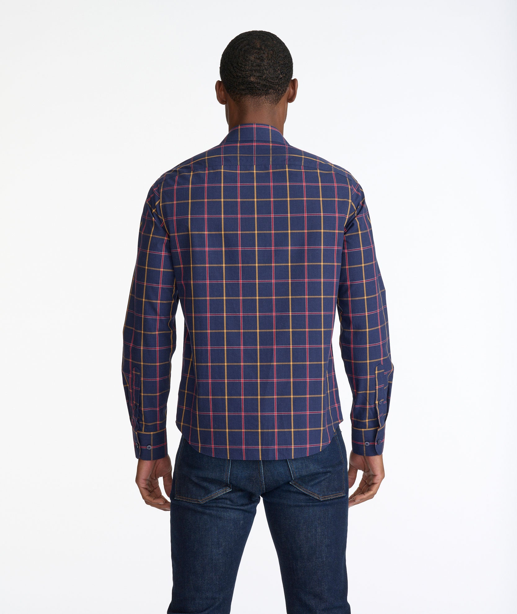 Wrinkle-Free Georgio Shirt Navy Red & Yellow Windowpane Check | UNTUCKit