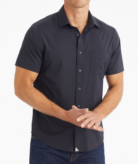 Men's Muscle Dress Shirts Slim Fit Stretch Short Sleeve Casual Button Down  Shirts Work Shirt Cargo Shirts Fishing Shirts
